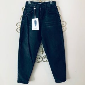High waisted slouchy black jeans